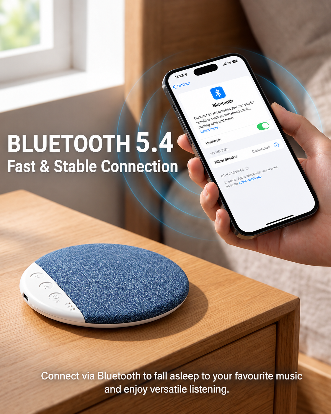 Wireless Pillow Speaker with Built-In Controls | Relax & Sleep